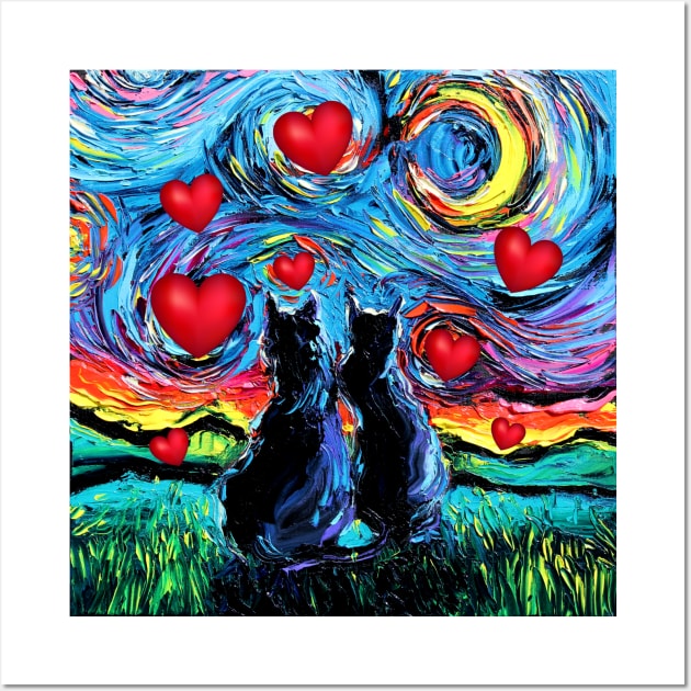 van Gogh's Cats with Hearts Wall Art by sagittariusgallery